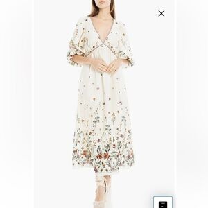 Max Studio Puff Sleeve Plunge Neck Midi
Dress